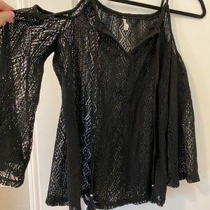 Black lace swim cover up